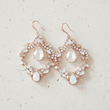 Charlotte Earrings – Antique Gold with Opal & Golden Crystals - Treasures by Agnes