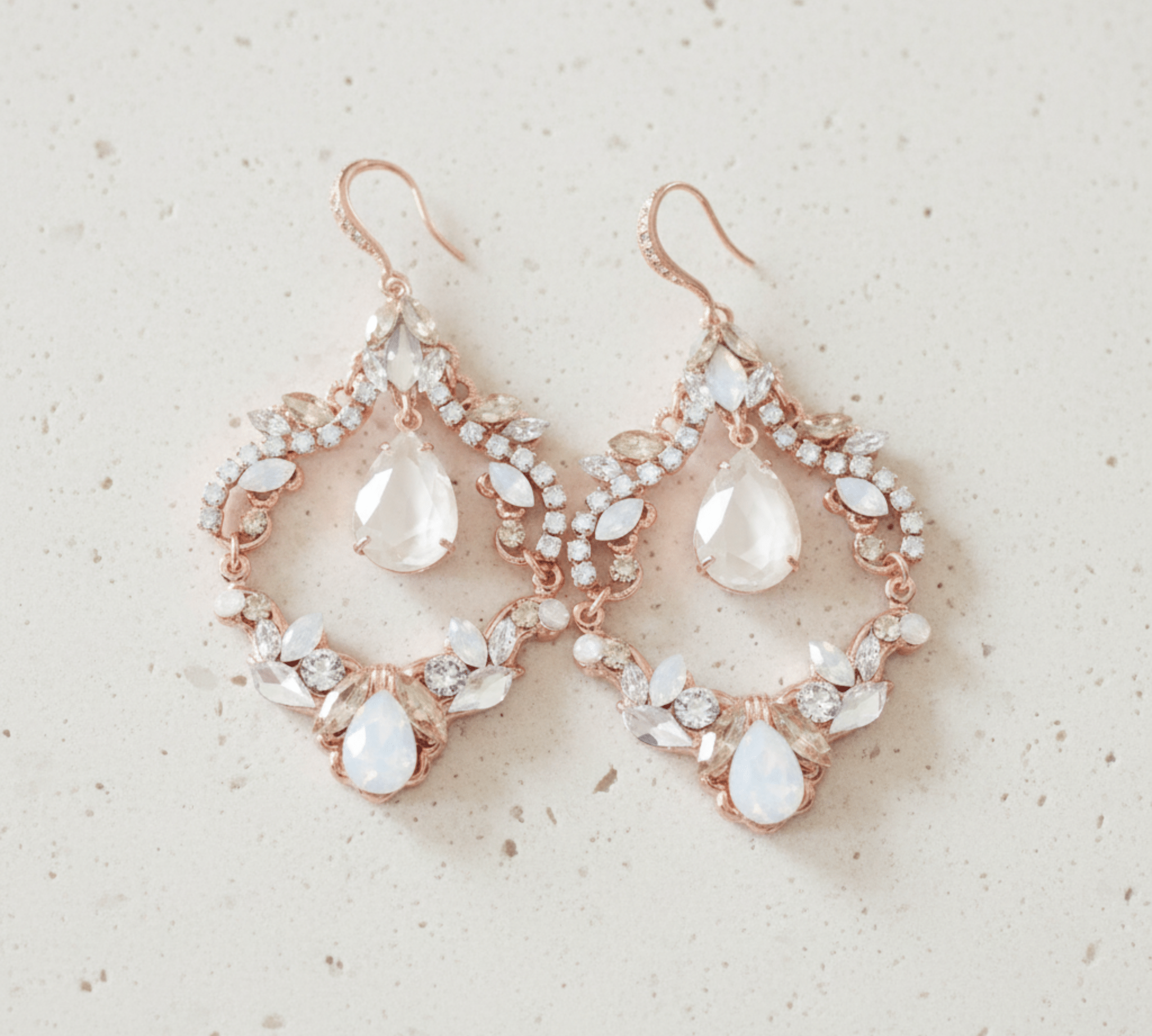 Charlotte Earrings – Antique Gold with Opal & Golden Crystals - Treasures by Agnes