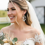 Charlotte Earrings – Antique Gold with Opal & Golden Crystals - Treasures by Agnes