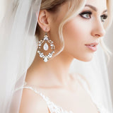 Charlotte Earrings – Antique Gold with Opal & Golden Crystals - Treasures by Agnes