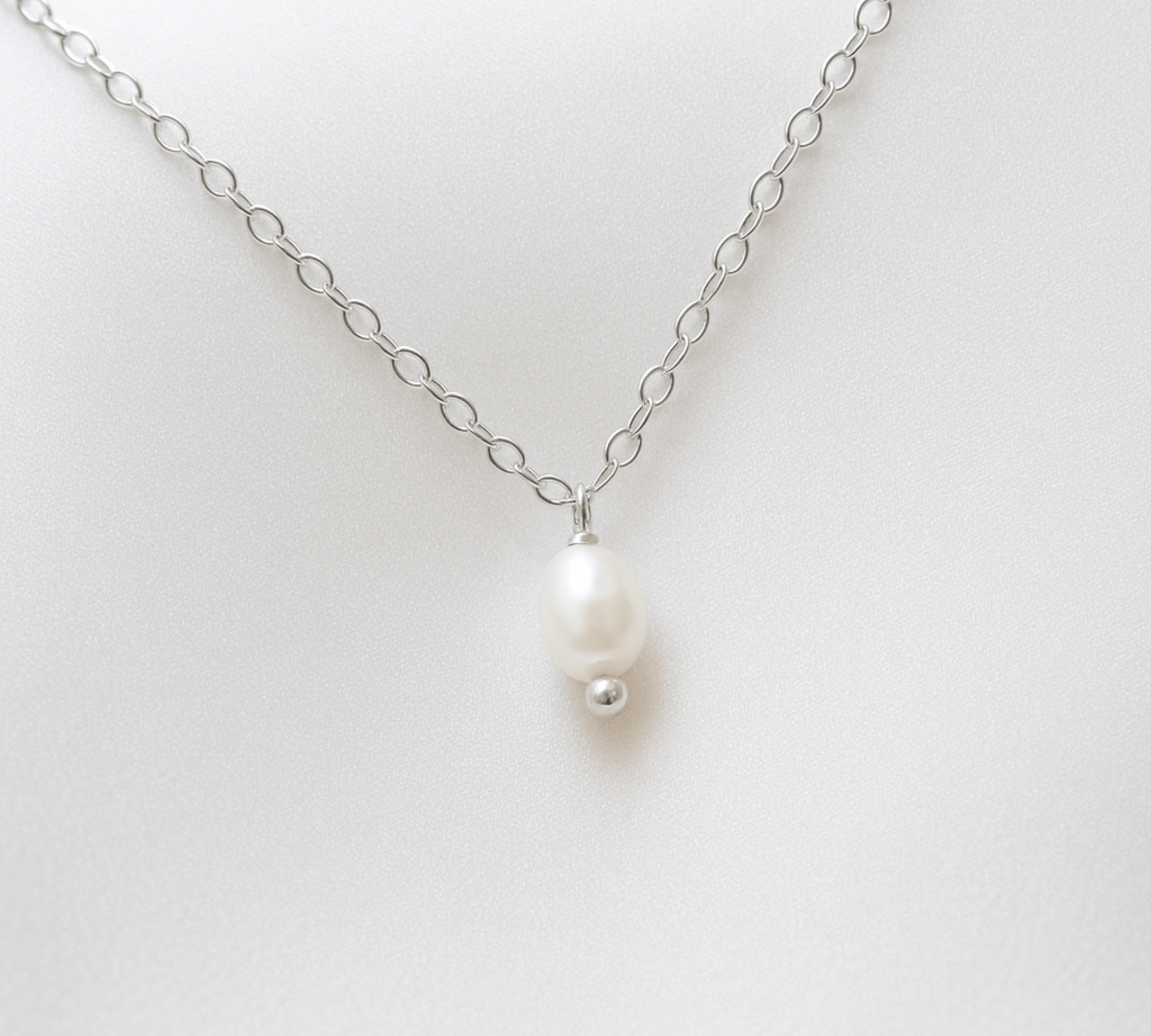 Delicate silver pearl drop necklace - DEMI - Treasures by Agnes