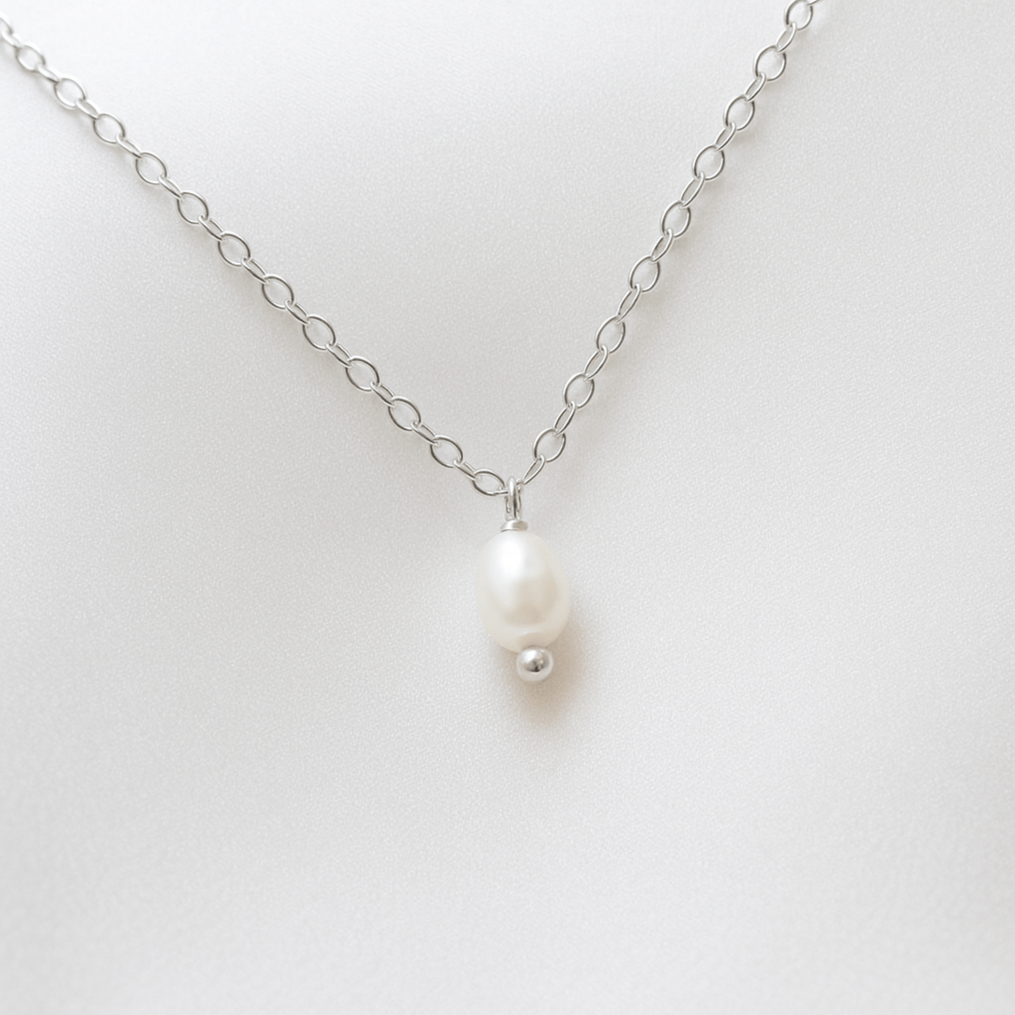 Delicate silver pearl drop necklace - DEMI - Treasures by Agnes