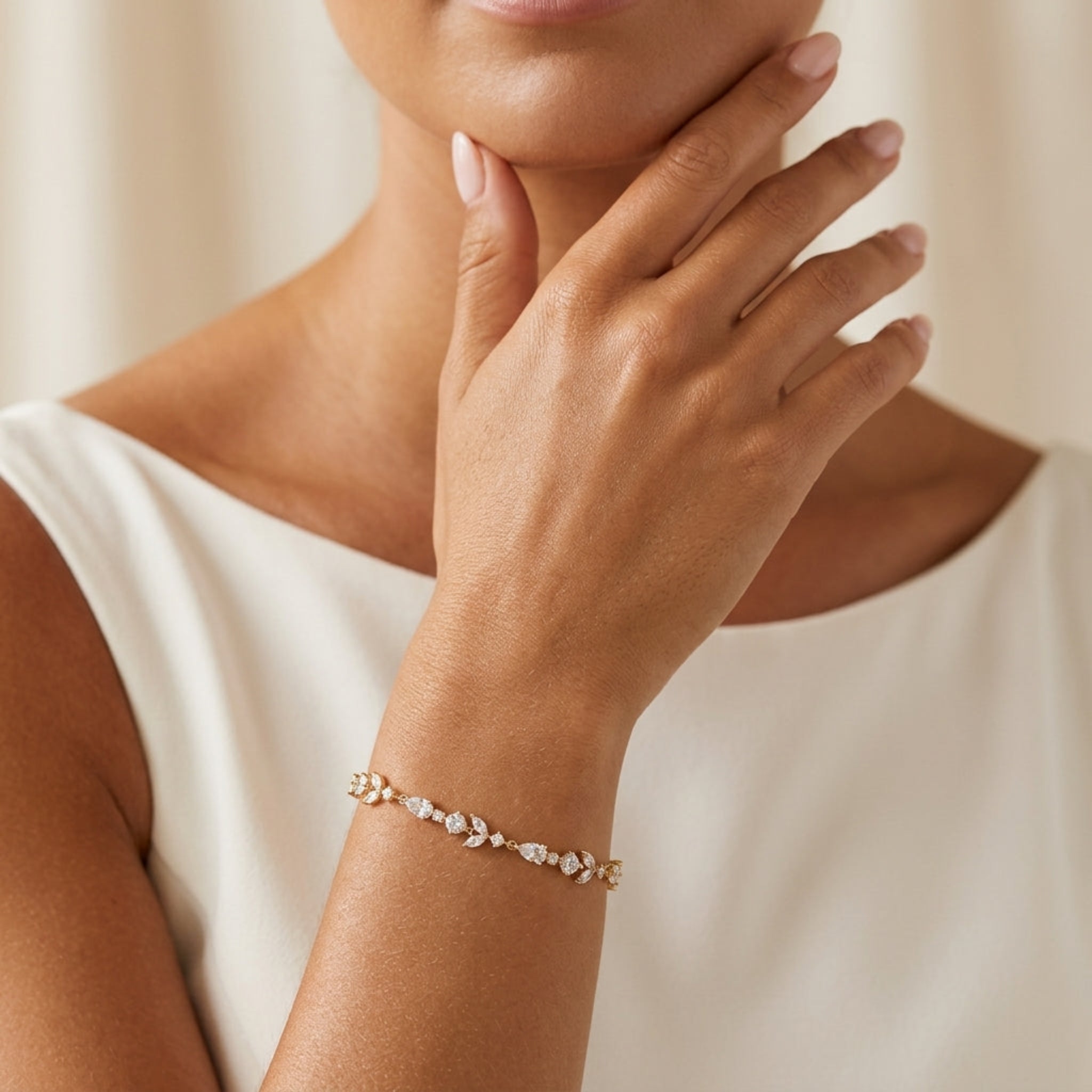 Delicate Rose gold cubic zirconia tennis bracelet - RACHEL - Treasures by Agnes