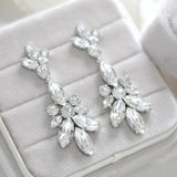 Deluxe white opal crystal statement earrings for bride - COLETTE - Treasures by Agnes
