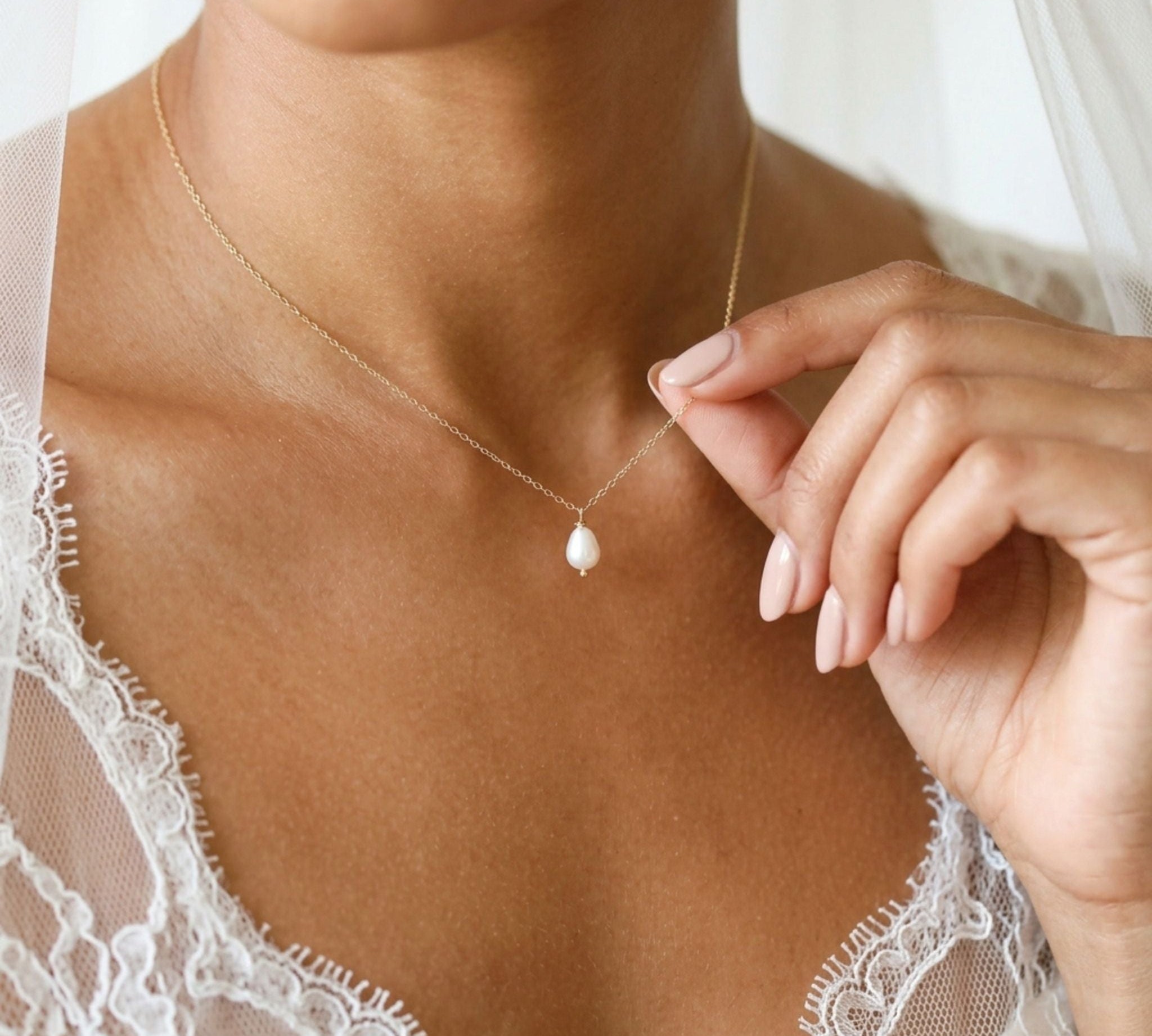 Demi Bridal Pearl Drop Necklace - Treasures by Agnes