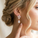Divine Rose gold CZ Teardrop Bridal Earrings - Treasures by Agnes