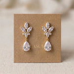 Divine Rose gold CZ Teardrop Bridal Earrings - Treasures by Agnes