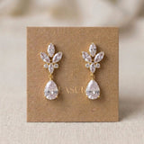Divine Rose gold CZ Teardrop Bridal Earrings - Treasures by Agnes