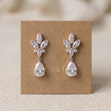 Divine Rose gold CZ Teardrop Bridal Earrings - Treasures by Agnes