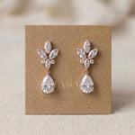 Divine Rose gold CZ Teardrop Bridal Earrings - Treasures by Agnes