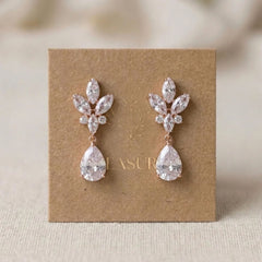 Divine Rose gold CZ Teardrop Bridal Earrings - Treasures by Agnes