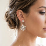 Eden Bridal Earrings with Golden Shadow & White Opal Crystals - Treasures by Agnes