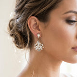 Eden Bridal Earrings with Golden Shadow & White Opal Crystals - Treasures by Agnes