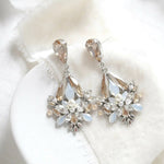 Eden Bridal Earrings with Golden Shadow & White Opal Crystals - Treasures by Agnes