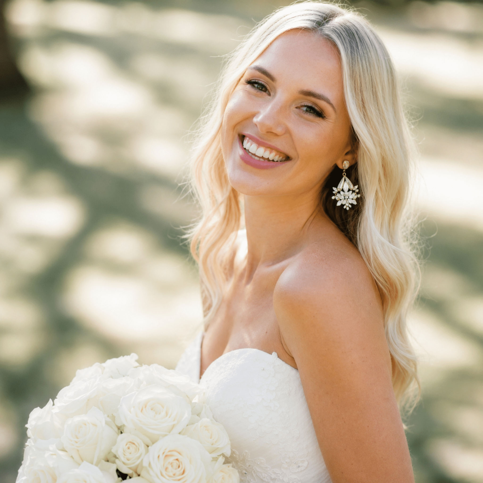 Eden Bridal Earrings with Golden Shadow & White Opal Crystals - Treasures by Agnes