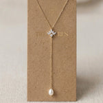 Emma Dainty Gold CZ Lariat Bridal Necklace - Treasures by Agnes