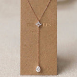 Emma Dainty Gold CZ Lariat Bridal Necklace - Treasures by Agnes