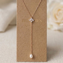 Emma Dainty Gold CZ Lariat Bridal Necklace - Treasures by Agnes