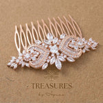 Emma Rose Gold CZ Bridal Hair Comb - Treasures by Agnes