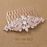Emma Rose Gold CZ Bridal Hair Comb - Treasures by Agnes