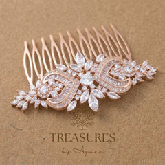 Emma Rose Gold CZ Bridal Hair Comb - Treasures by Agnes