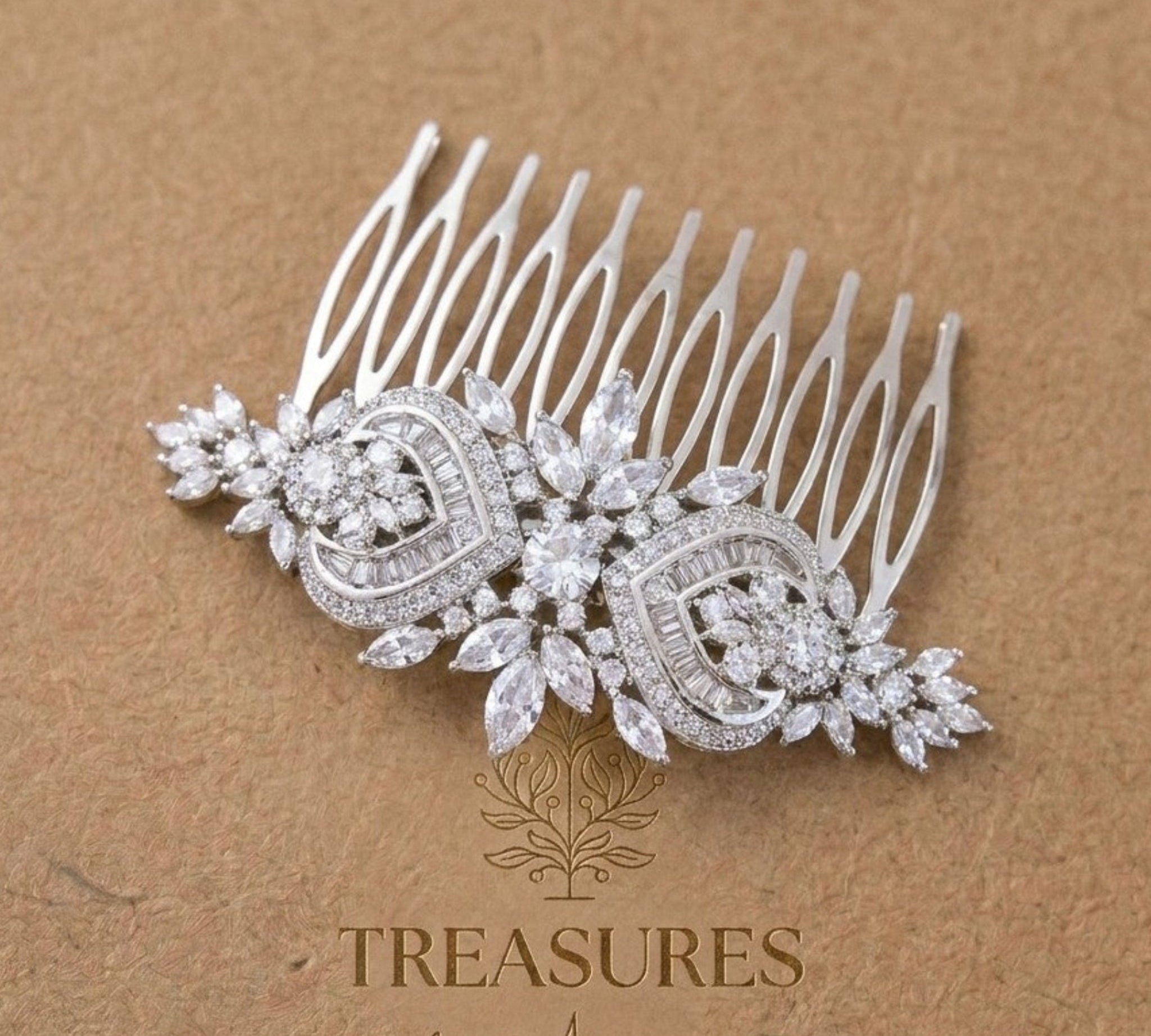 Emma Rose Gold CZ Bridal Hair Comb - Treasures by Agnes