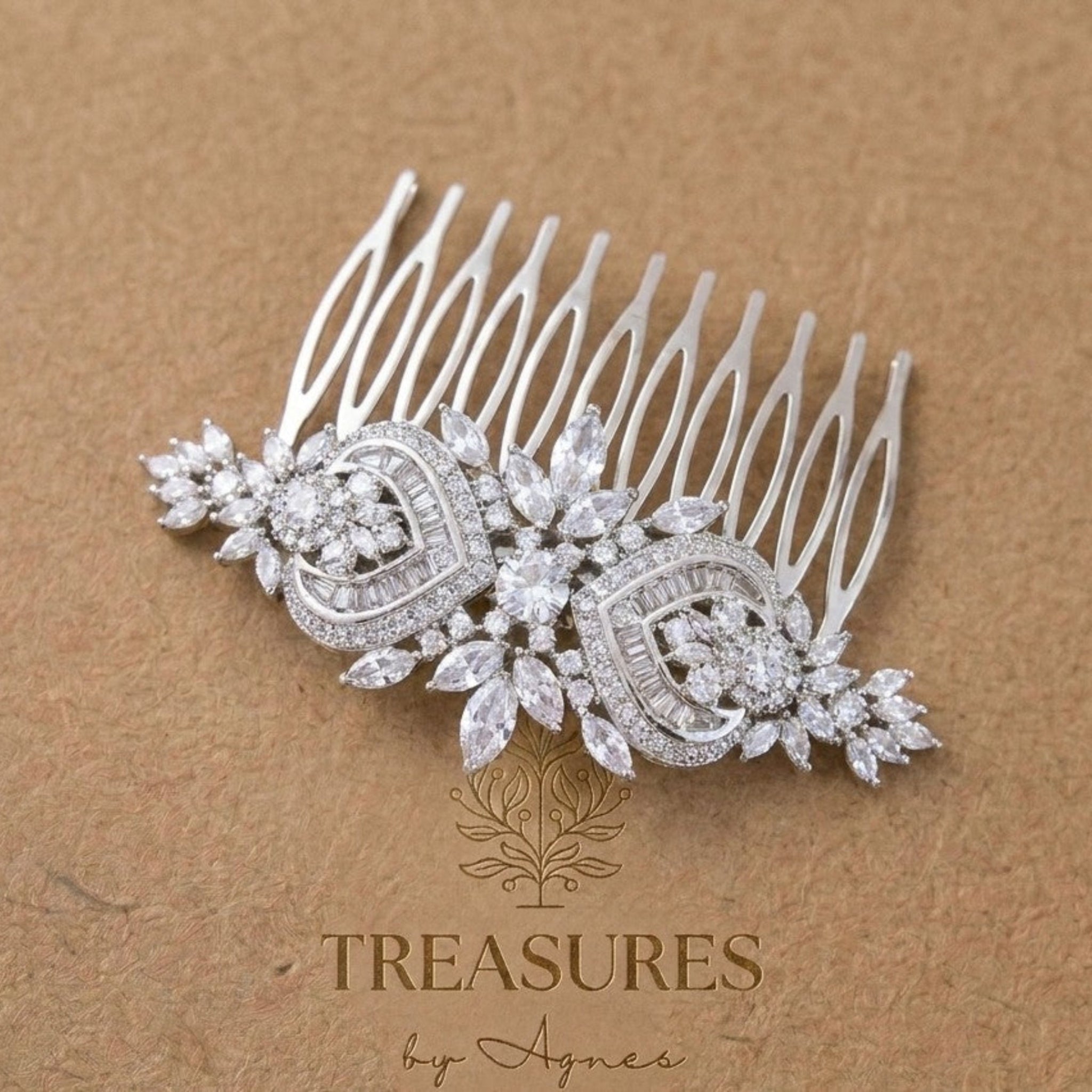 Emma Rose Gold CZ Bridal Hair Comb - Treasures by Agnes