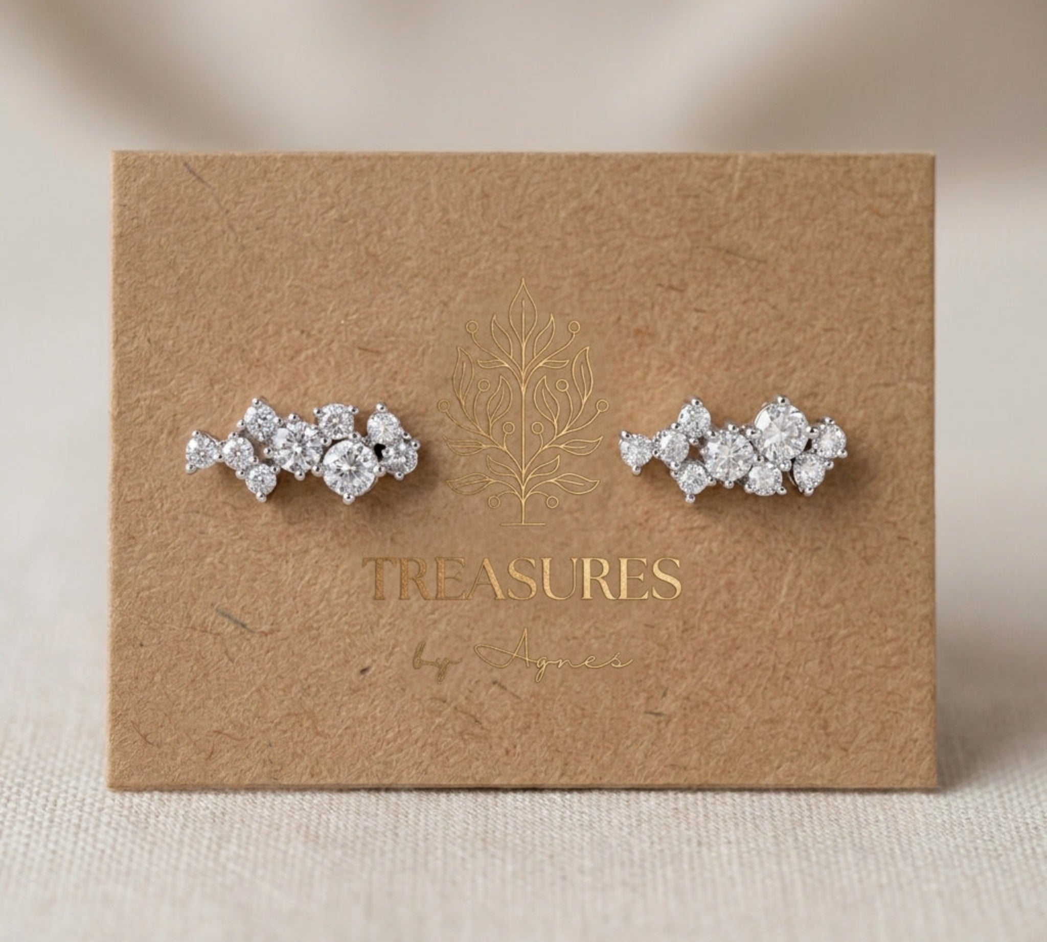 Frankie CZ Ear Climber Bridal Earrings - Treasures by Agnes