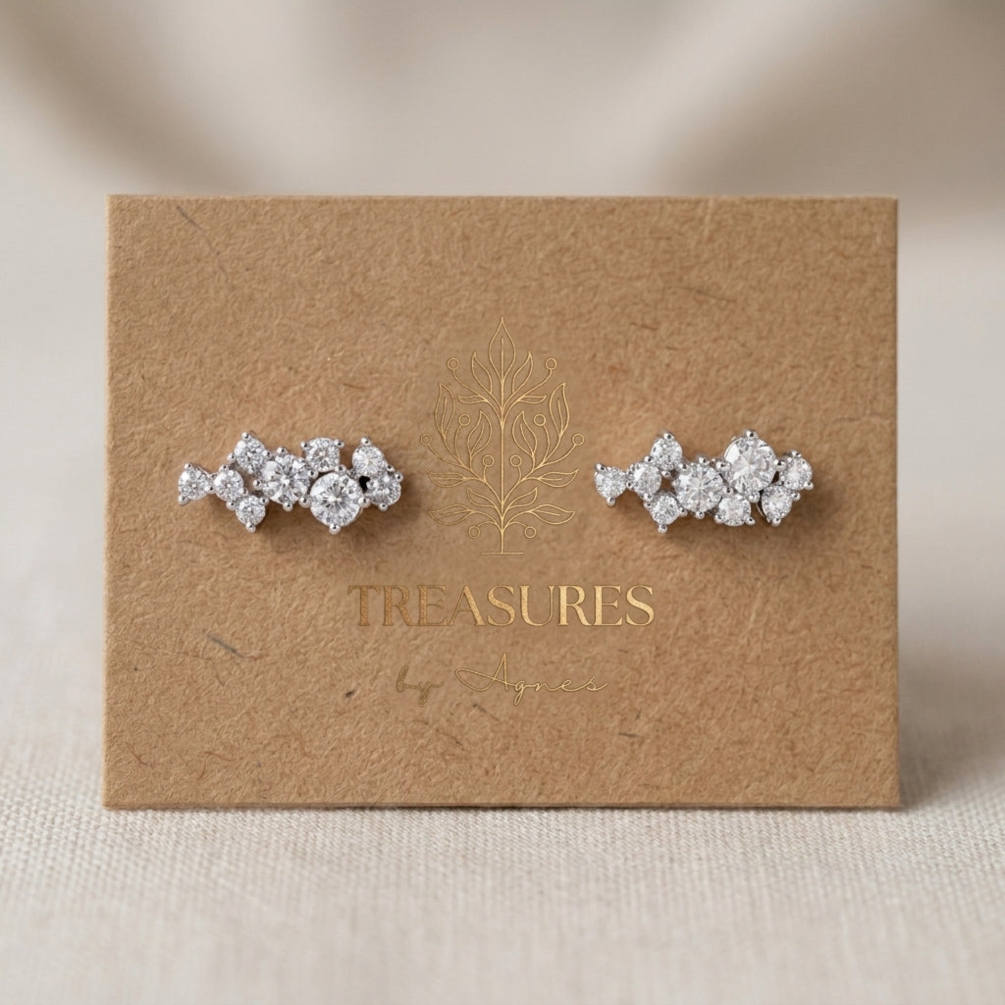 Frankie CZ Ear Climber Bridal Earrings - Treasures by Agnes