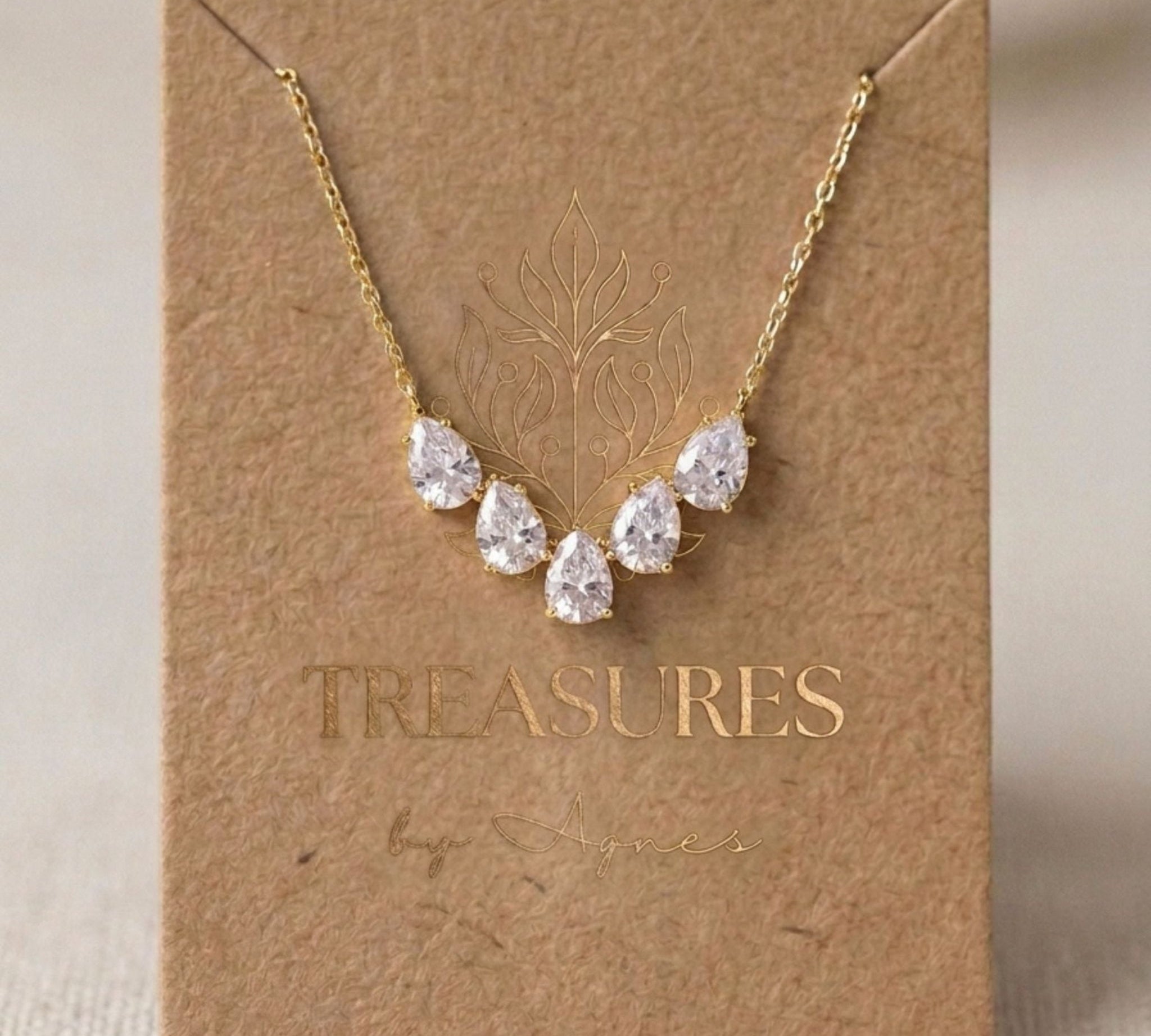 Gemma Dainty Gold CZ Bridal Necklace - Treasures by Agnes
