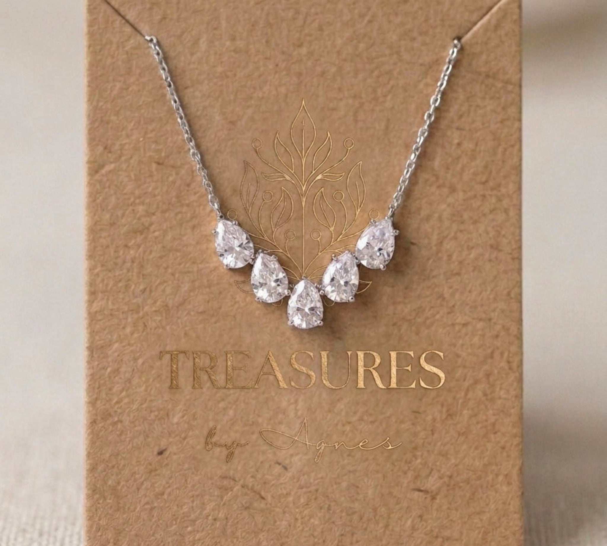 Gemma Dainty Gold CZ Bridal Necklace - Treasures by Agnes