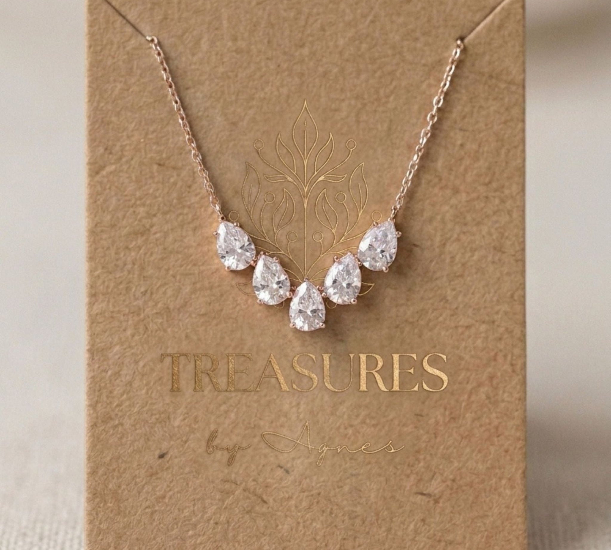 Gemma Dainty Gold CZ Bridal Necklace - Treasures by Agnes