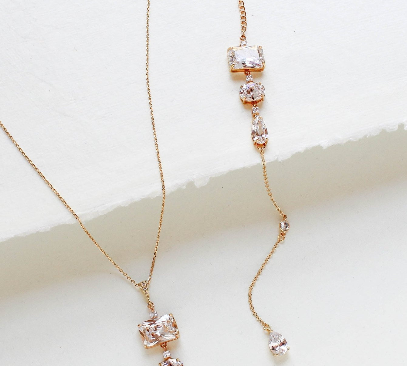Gold Bridal backdrop necklace - ADELINE - Treasures by Agnes
