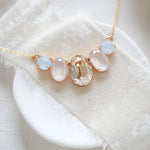 Gold oval pendant crystal necklace - FELICITY - Treasures by Agnes