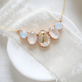 Gold oval pendant crystal necklace - FELICITY - Treasures by Agnes