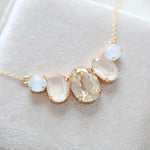 Gold oval pendant crystal necklace - FELICITY - Treasures by Agnes