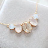 Gold oval pendant crystal necklace - FELICITY - Treasures by Agnes