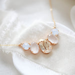 Gold oval pendant crystal necklace - FELICITY - Treasures by Agnes