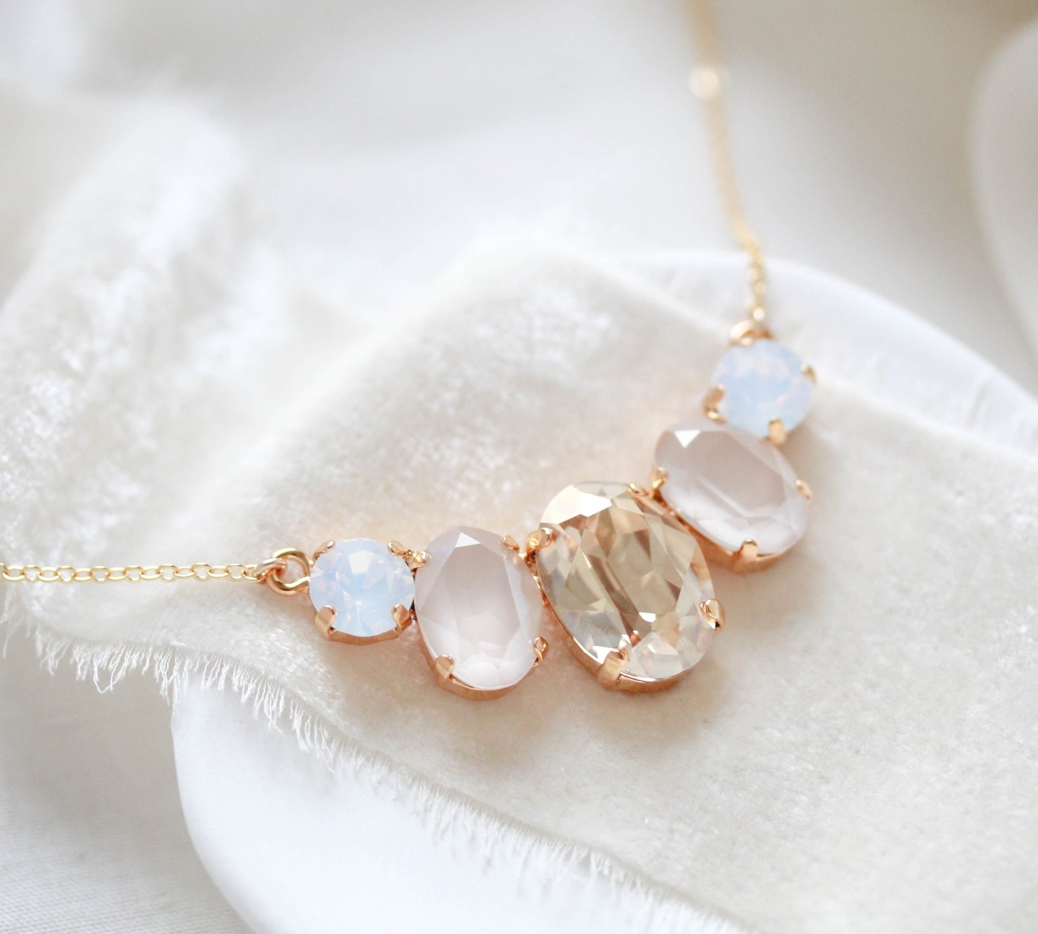 Gold oval pendant crystal necklace - FELICITY - Treasures by Agnes