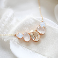 Gold oval pendant crystal necklace - FELICITY - Treasures by Agnes