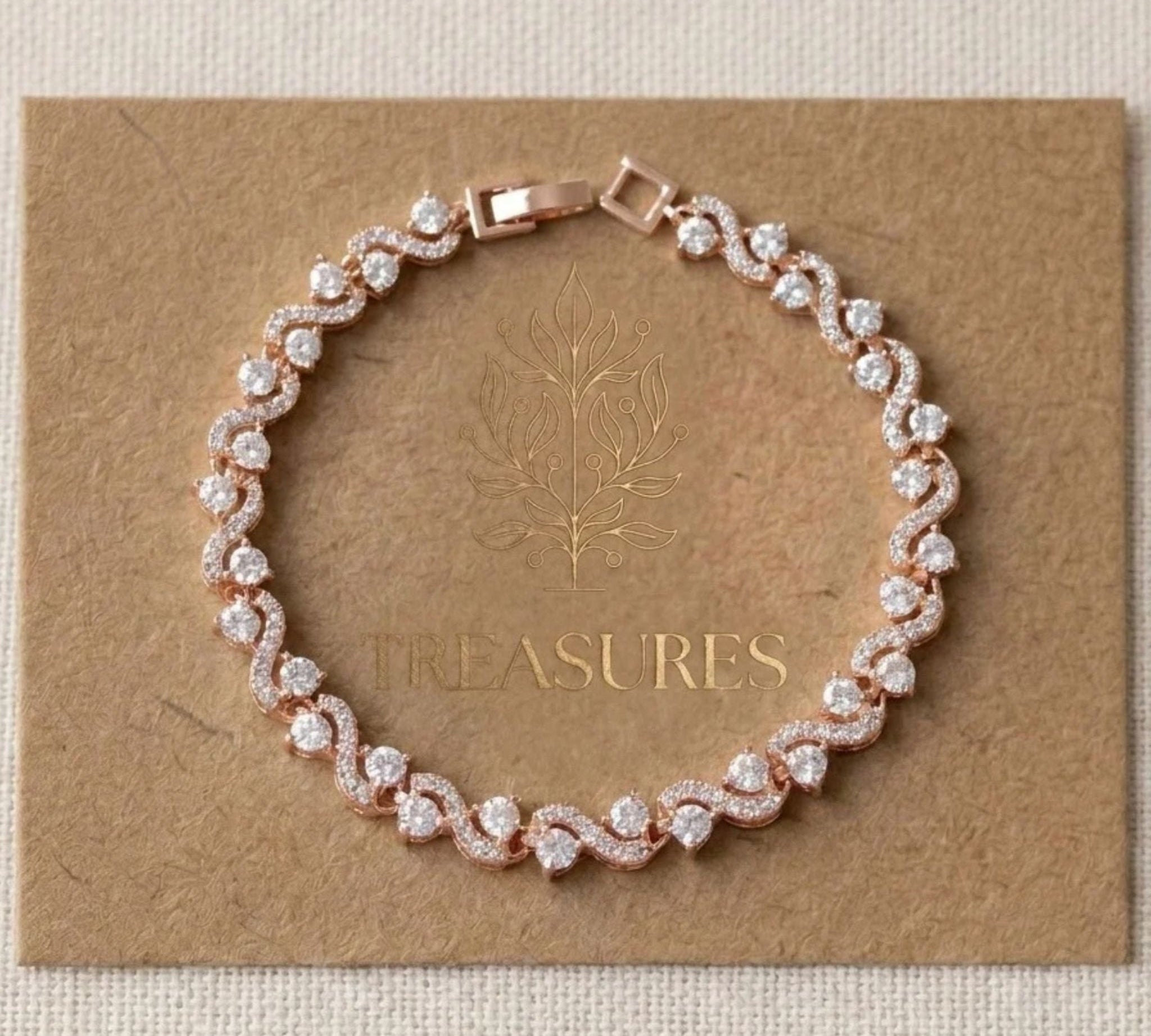 Hadley Rose Gold CZ Bridal Bracelet - Treasures by Agnes
