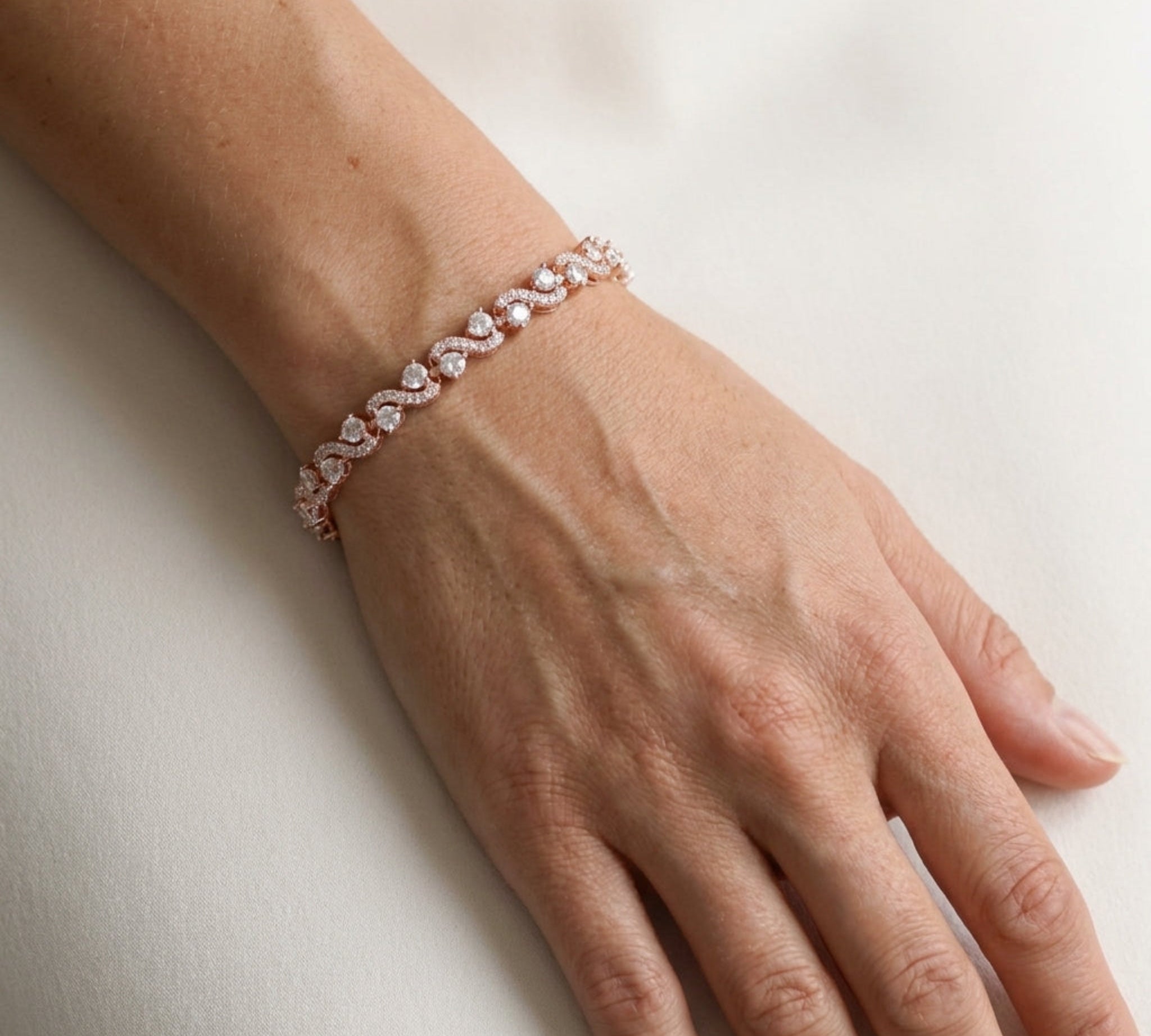 Hadley Rose Gold CZ Bridal Bracelet - Treasures by Agnes