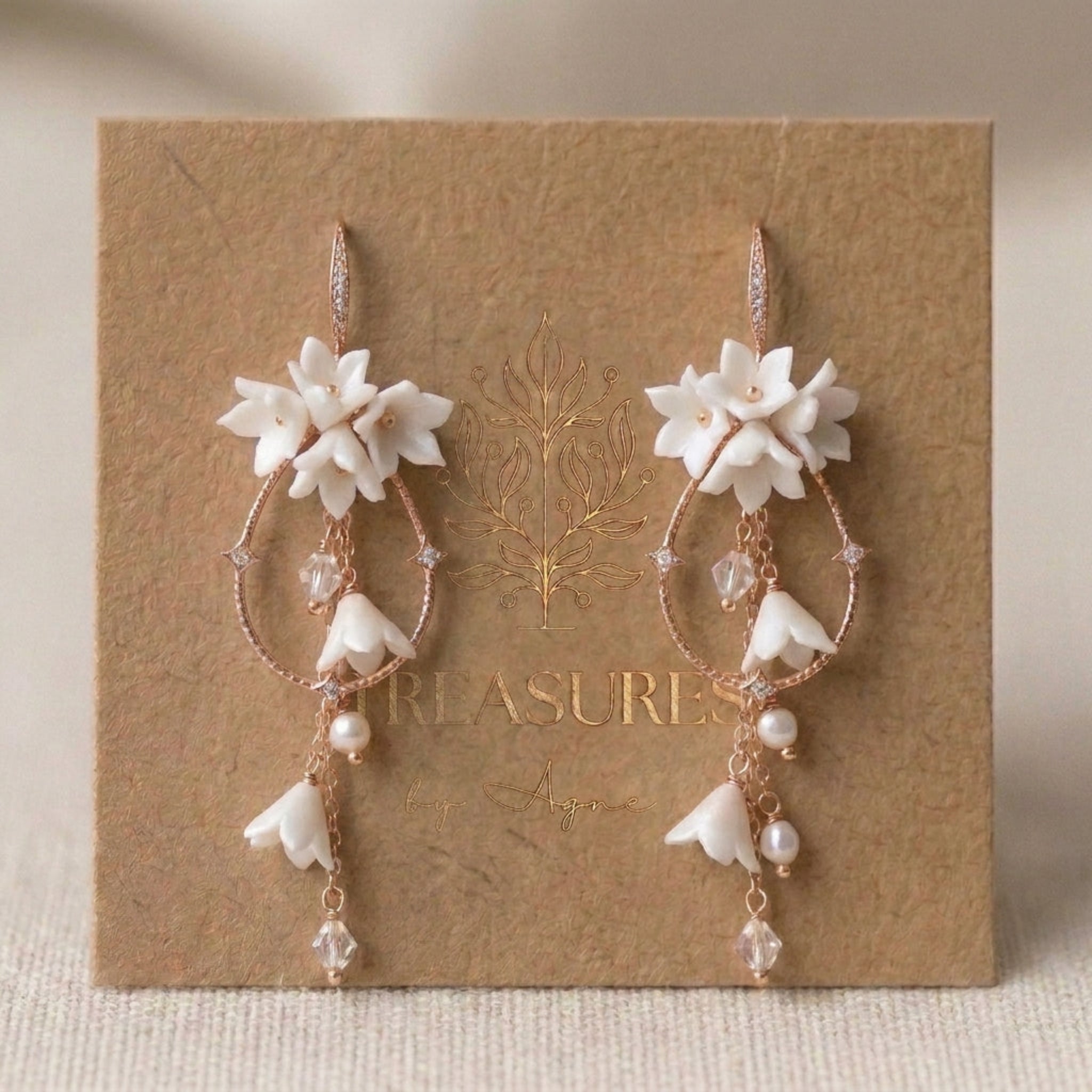Irena Floral Bridal Earrings with Pearls - Treasures by Agnes
