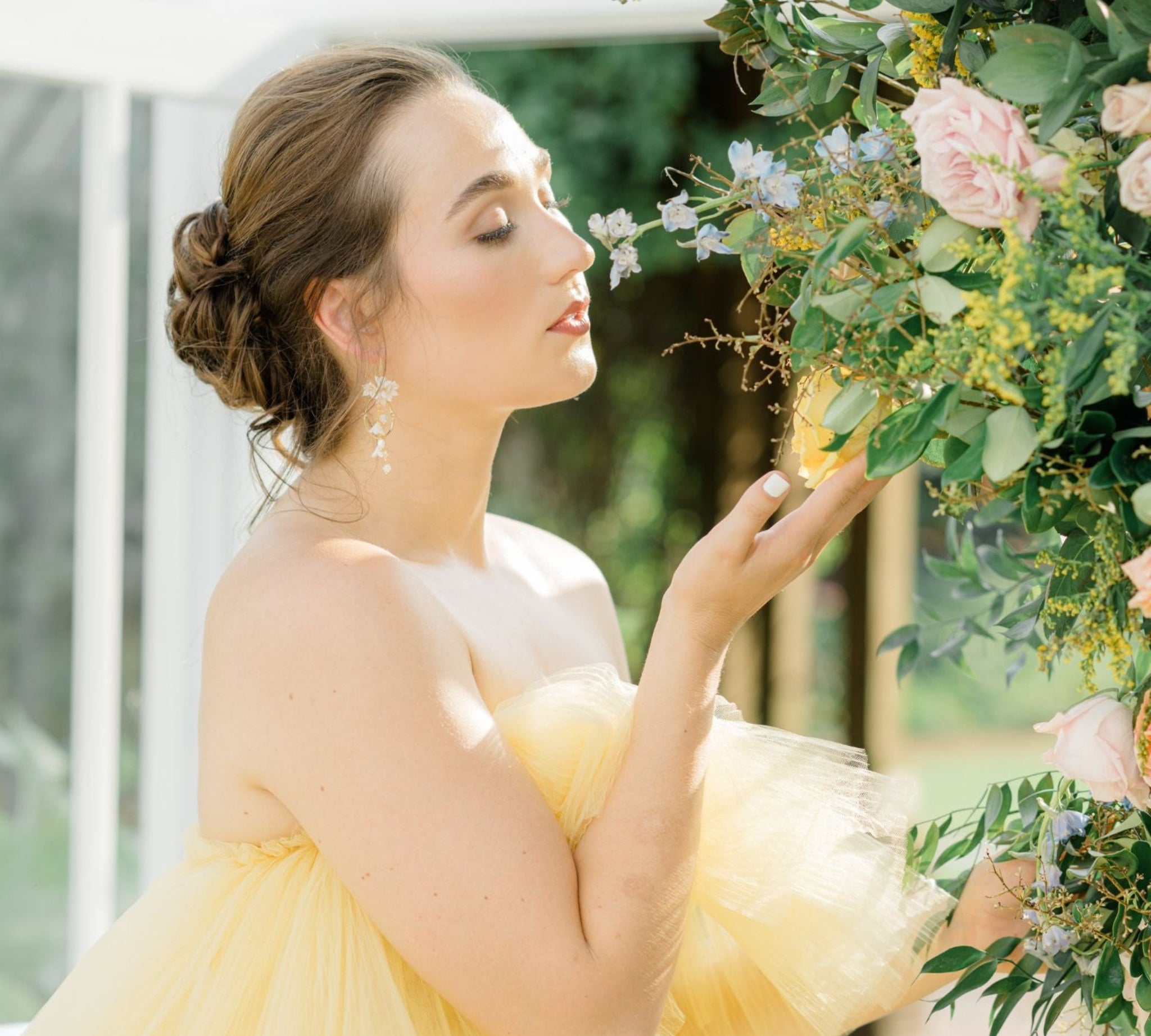 Irena Floral Bridal Earrings with Pearls - Treasures by Agnes