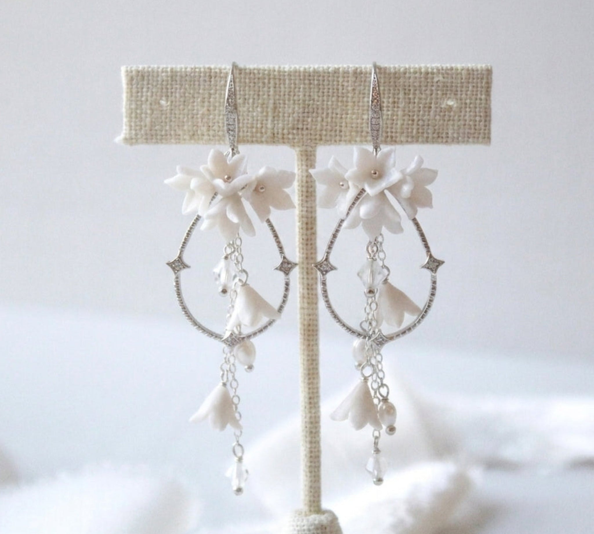 Irena Floral Bridal Earrings with Pearls - Treasures by Agnes