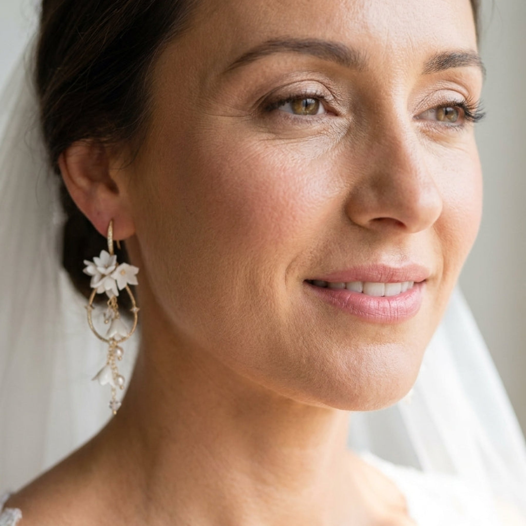 Irena Floral Bridal Earrings with Pearls - Treasures by Agnes