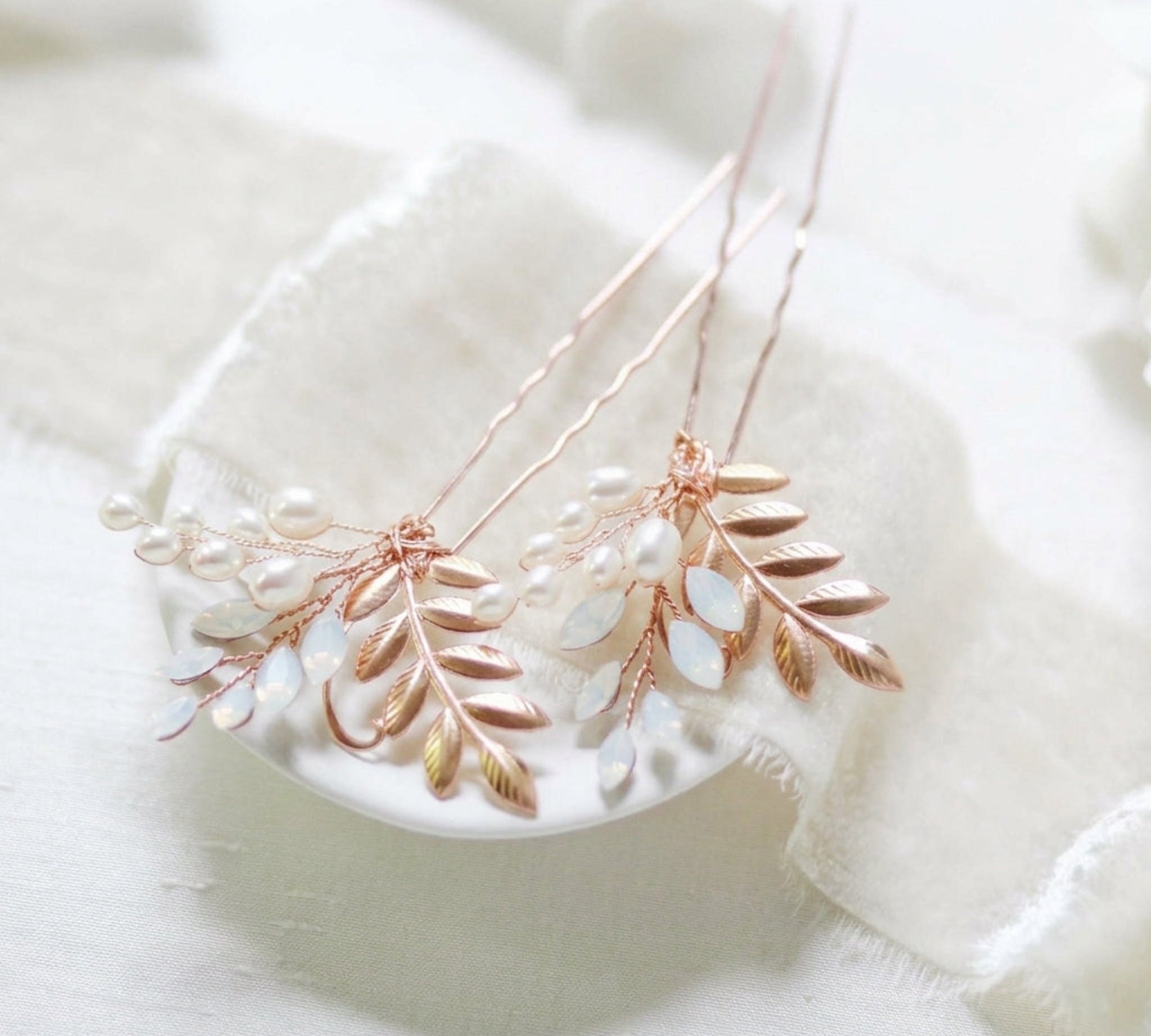 Ivy Swarovski Crystal & Pearl Bridal Hair Pins - Treasures by Agnes