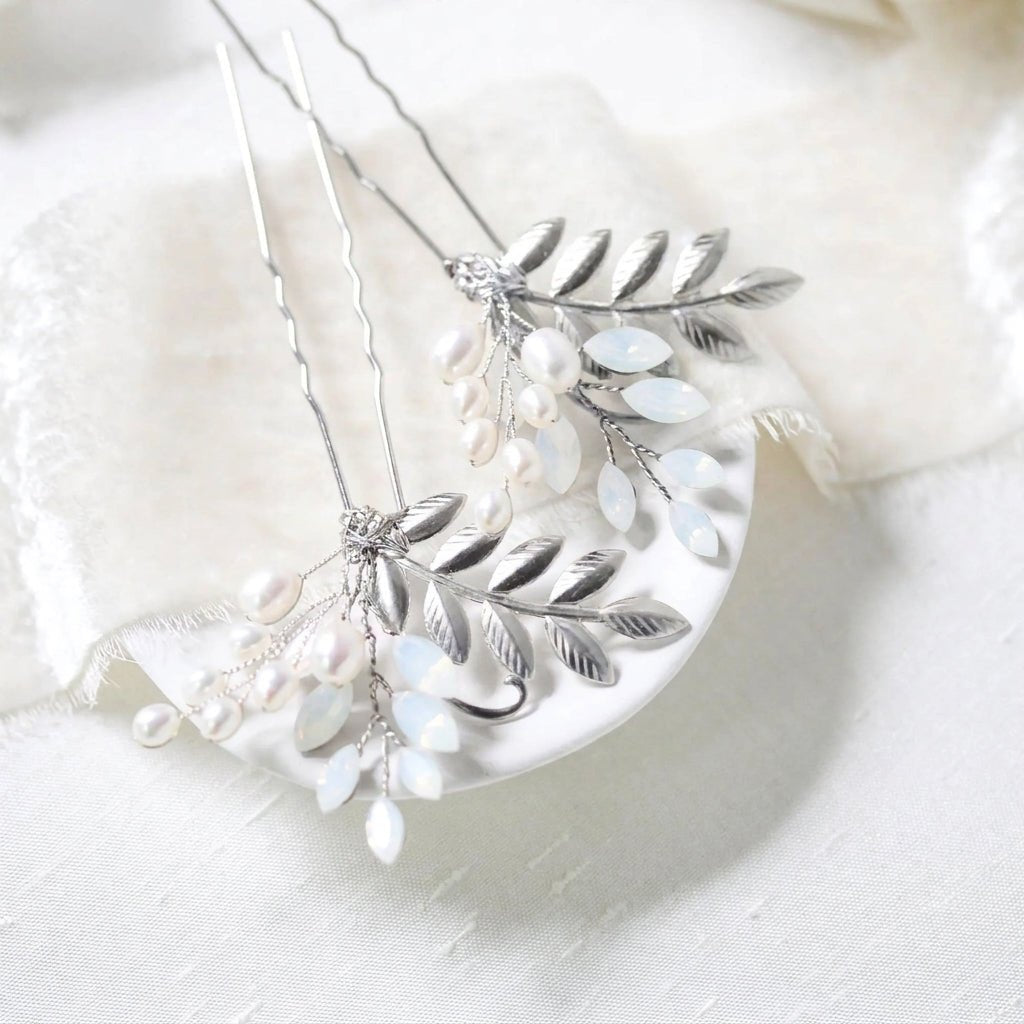 Ivy Swarovski Crystal & Pearl Bridal Hair Pins - Treasures by Agnes