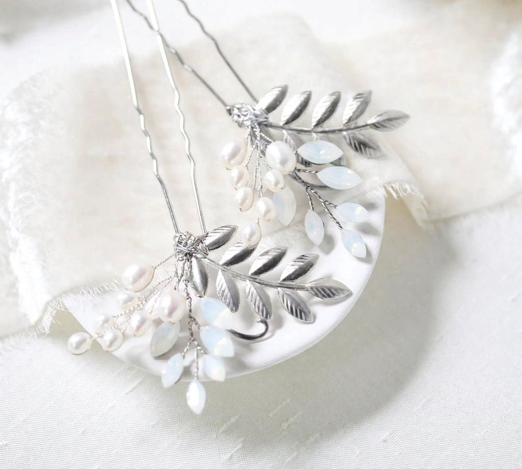 Ivy Swarovski Crystal & Pearl Bridal Hair Pins - Treasures by Agnes