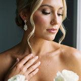 Jade Rose Gold Bridal Drop Earrings